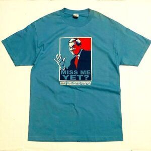 Vintage George Bush ~ Miss Me Yet? Presidential Graphic Tee Cyan
